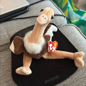 Ty Brown and Cream Stuffed Ostrich